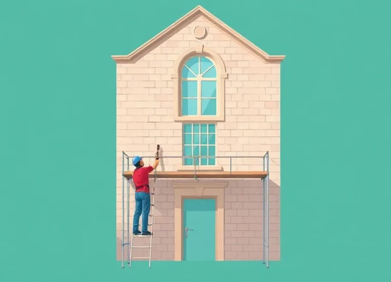 Ravalement de façade en pierre, nettoyage et application d'enduit