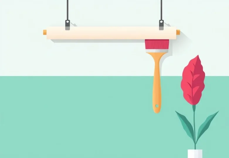 Pose de papier peint, rouleau et brosse à maroufler
